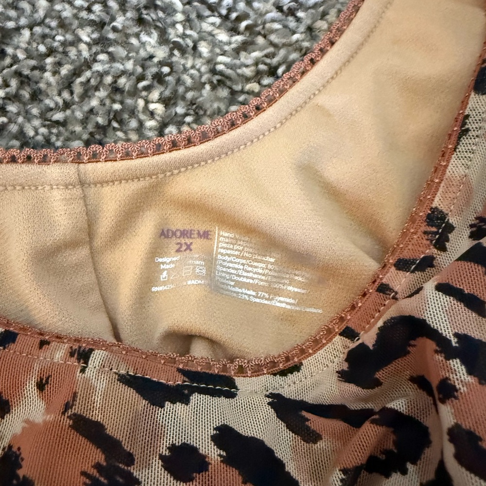 Adore Me Leopard Print Bandeau Bikini Top - Tan/Black/Brown - Picture 2 of 3